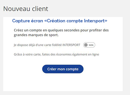 creation compte client intersport