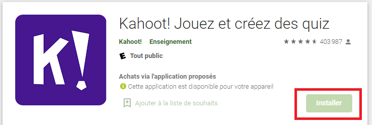 S'inscrire sur l'application Kahoot