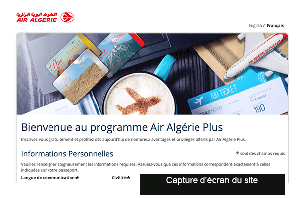 Formulaire carte Djurdjura Air Algérie