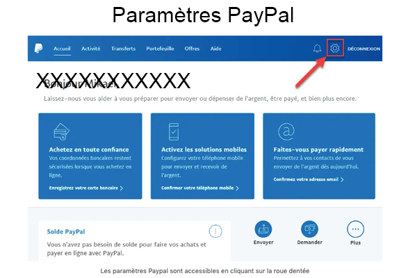 PayPal paramètres de compte