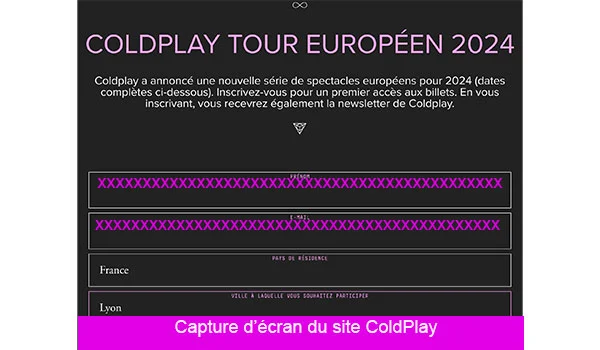 Inscription prévente Coldplay Lyon 2024